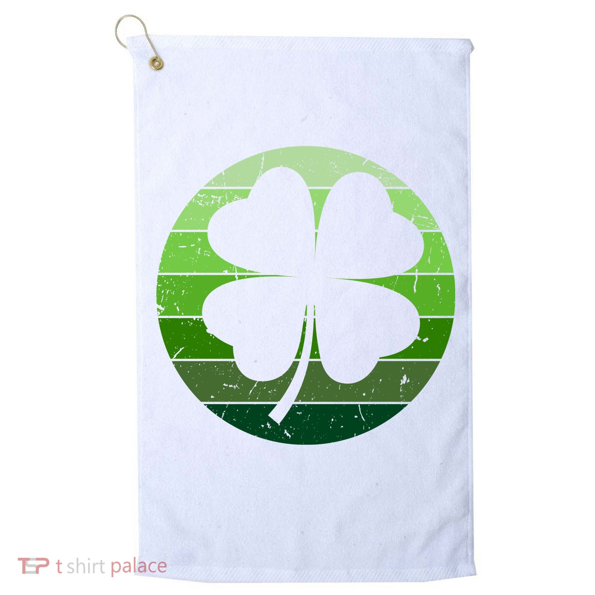 Shamrock Retro Sunset Lucky Leaf Golf Towel