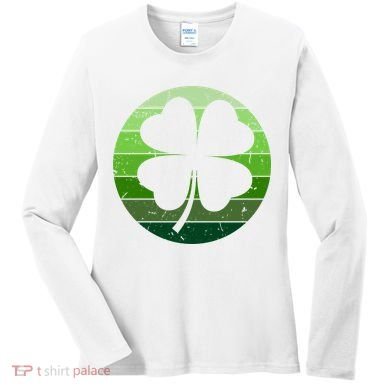 Shamrock Retro Sunset Lucky Leaf Women's Long Sleeve Shirt