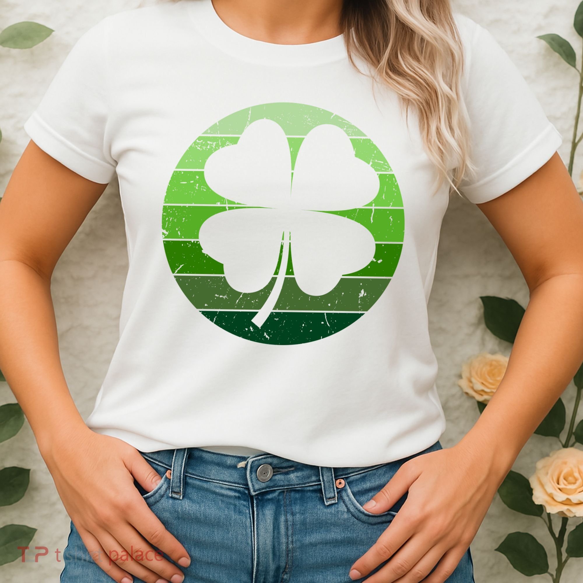 Shamrock Retro Sunset Lucky Leaf Women's T-Shirt