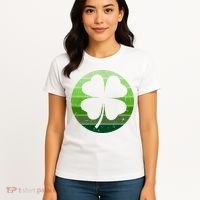 Shamrock Retro Sunset Lucky Leaf Women's T-Shirt thumb 4