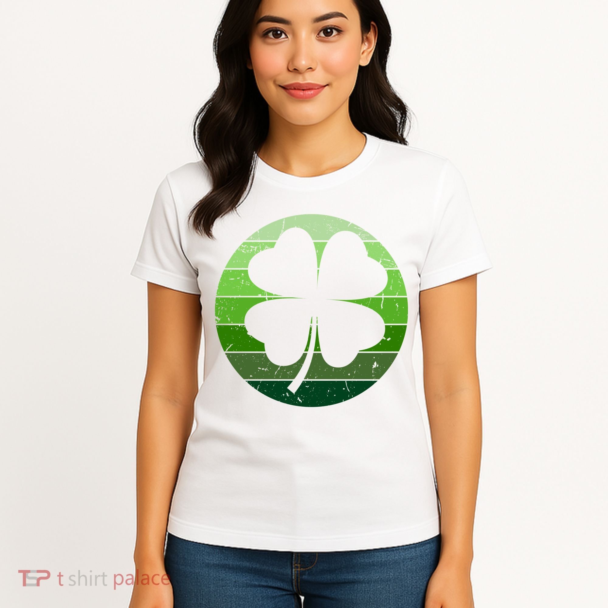 Shamrock Retro Sunset Lucky Leaf Women's T-Shirt