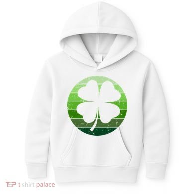 Shamrock Retro Sunset Lucky Leaf Kids Hoodie