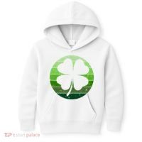 Shamrock Retro Sunset Lucky Leaf Kids Hoodie thumb 0