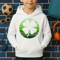 Shamrock Retro Sunset Lucky Leaf Kids Hoodie thumb 2