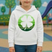 Shamrock Retro Sunset Lucky Leaf Kids Hoodie thumb 3