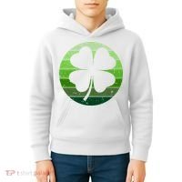 Shamrock Retro Sunset Lucky Leaf Kids Hoodie thumb 4