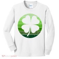 Shamrock Retro Sunset Lucky Leaf Kids Long Sleeve Shirt thumb 0