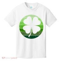 Shamrock Retro Sunset Lucky Leaf Kids T-Shirt thumb 0