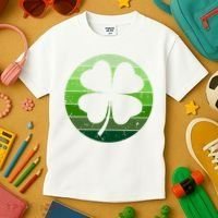 Shamrock Retro Sunset Lucky Leaf Kids T-Shirt thumb 3