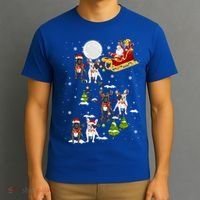 Santa Riding Sleigh French Bulldog Christmas Reindeer Gift T-Shirt thumb 3