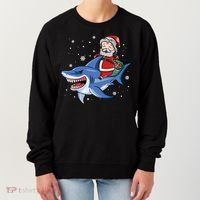 Santa Riding Shark Christmas Pajamas Women's Sweatshirt thumb 0