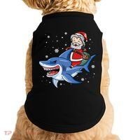 Santa Riding Shark Christmas Pajamas Doggie Tank thumb 0