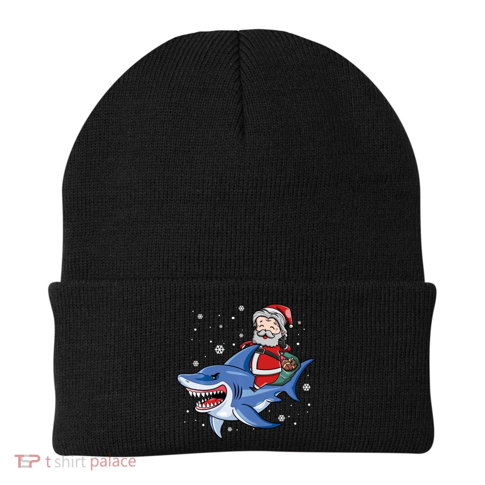 Santa Riding Shark Christmas Pajamas Beanie
