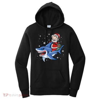 Santa Riding Shark Christmas Pajamas Women's Hoodie