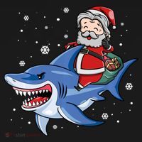 Santa Riding Shark Christmas Pajamas Women's Tank Top thumb 5