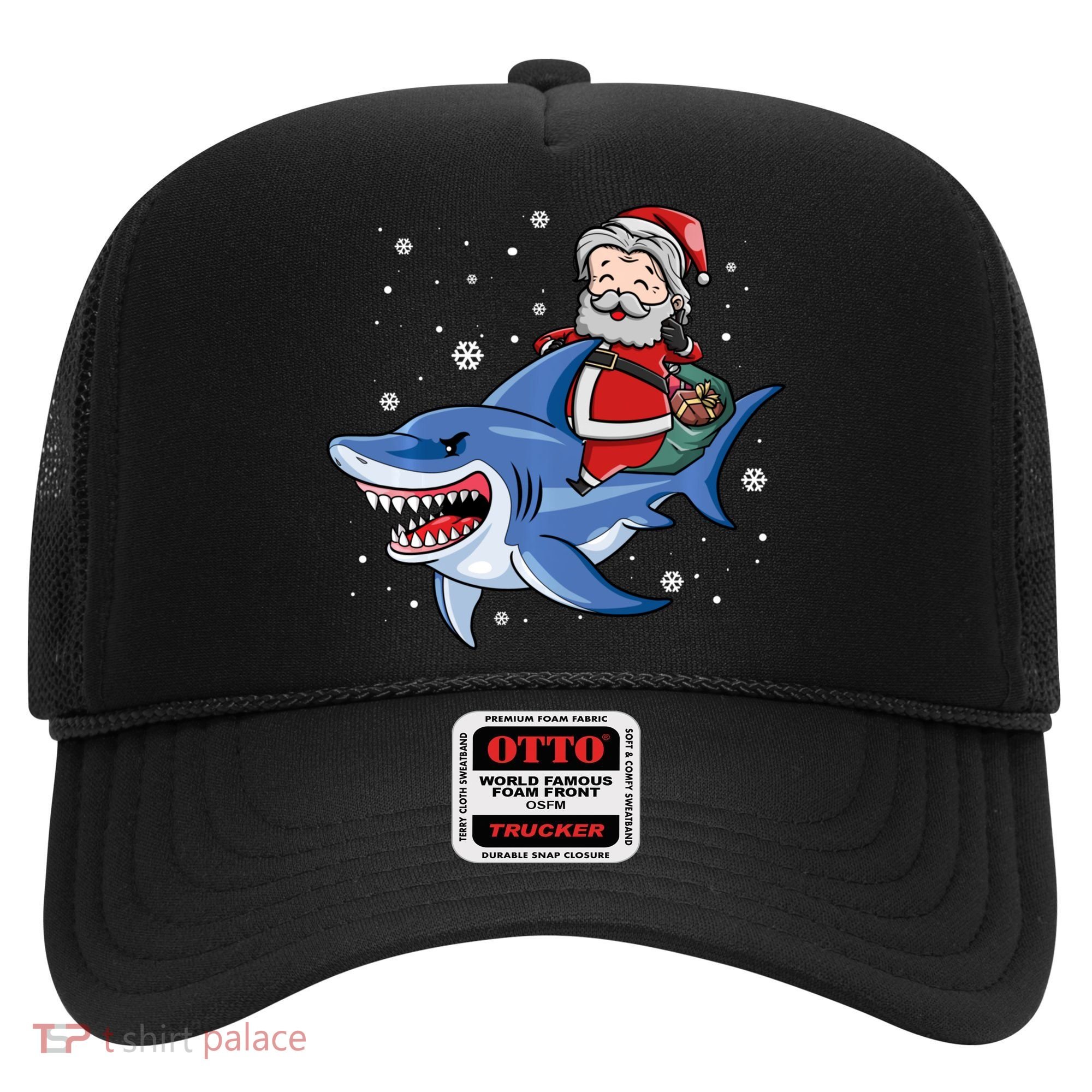 Santa Riding Shark Christmas Pajamas Hat