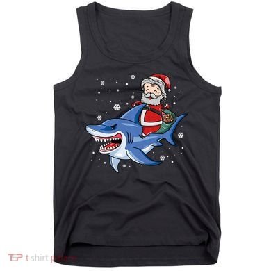Santa Riding Shark Christmas Pajamas Tank Top