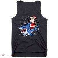 Santa Riding Shark Christmas Pajamas Tank Top thumb 0