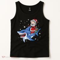 Santa Riding Shark Christmas Pajamas Tank Top thumb 2