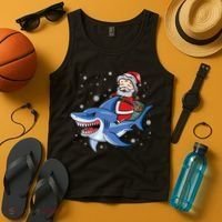 Santa Riding Shark Christmas Pajamas Tank Top thumb 4