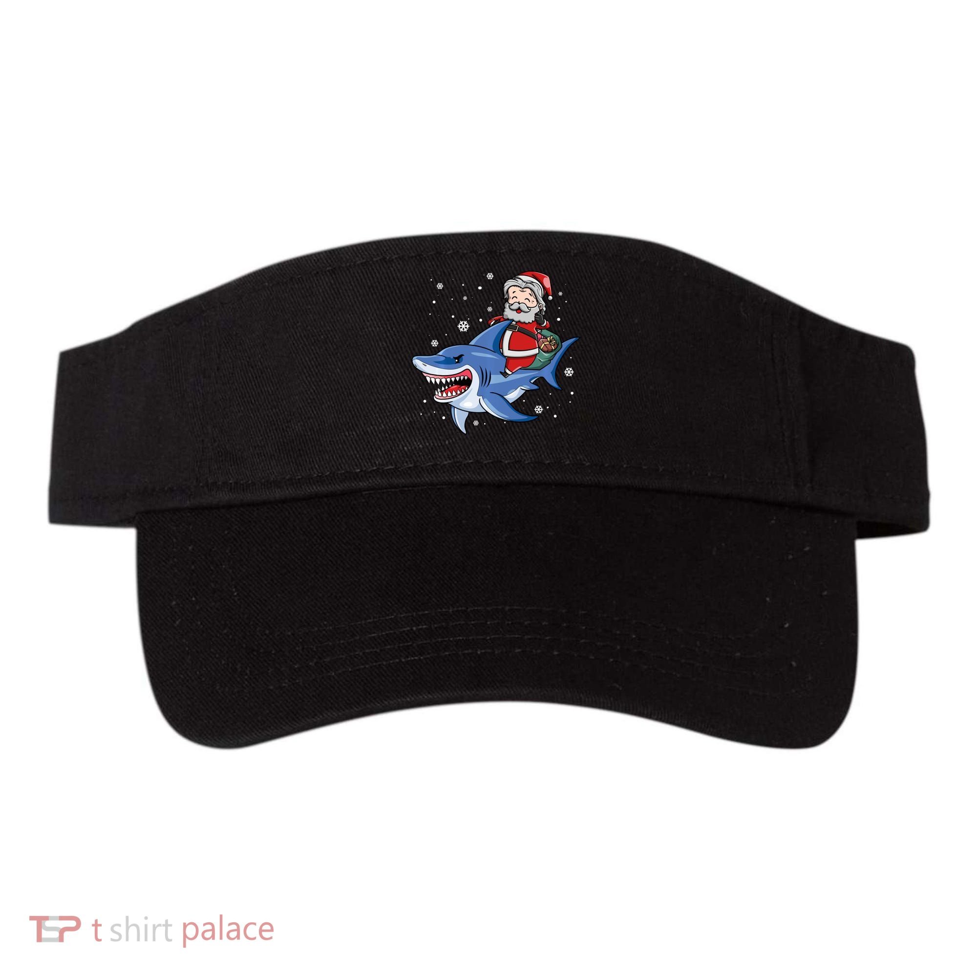 Santa Riding Shark Christmas Pajamas Visor