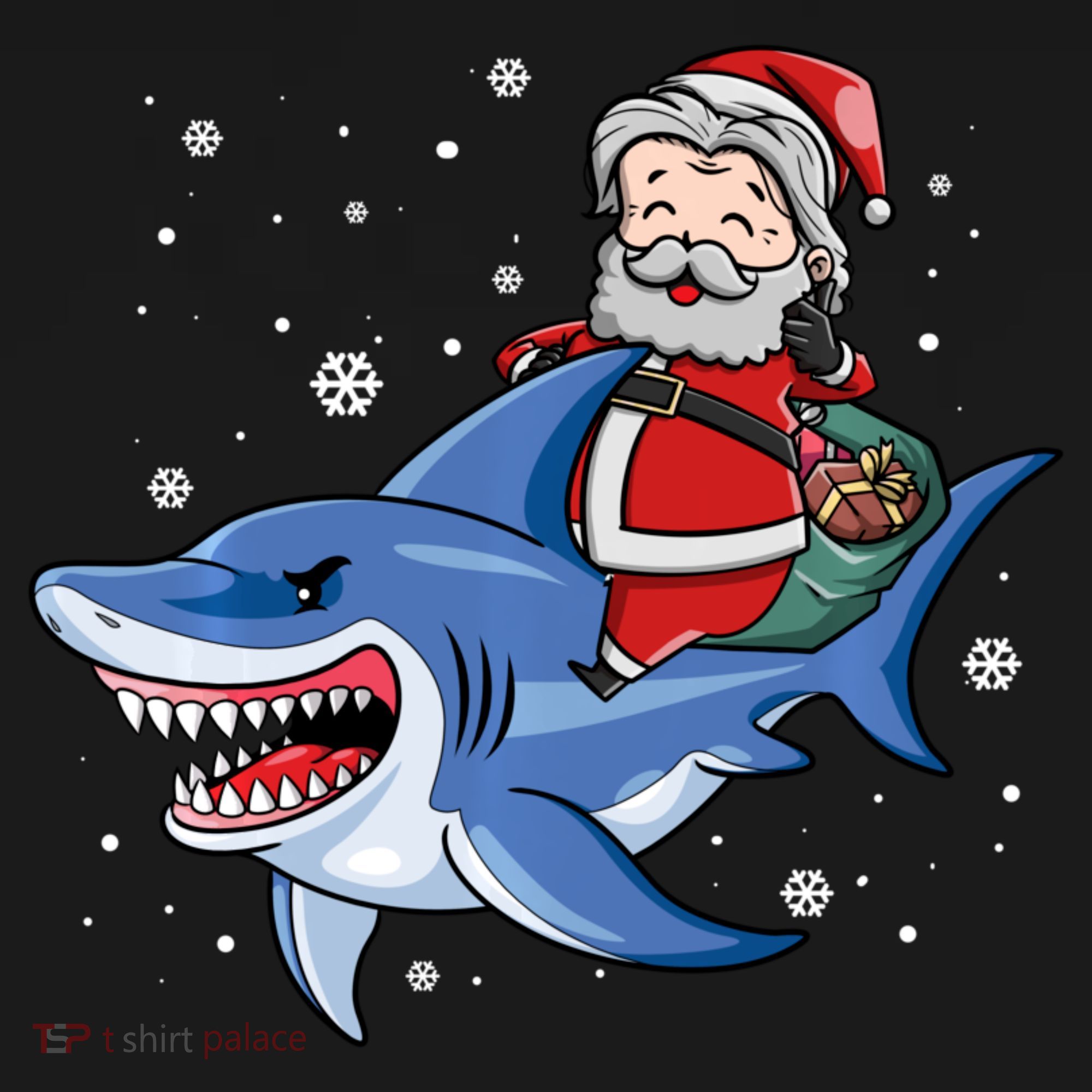 Santa Riding Shark Christmas Pajamas Tote Bag