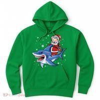 Santa Riding Shark Christmas Pajamas Hoodie thumb 0