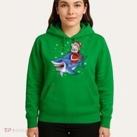 Santa Riding Shark Christmas Pajamas Hoodie thumb 5