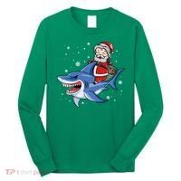 Santa Riding Shark Christmas Pajamas Long Sleeve Shirt thumb 0