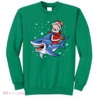Santa Riding Shark Christmas Pajamas Sweatshirt thumb 0