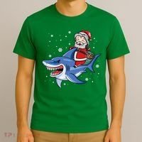 Santa Riding Shark Christmas Pajamas T-Shirt thumb 3