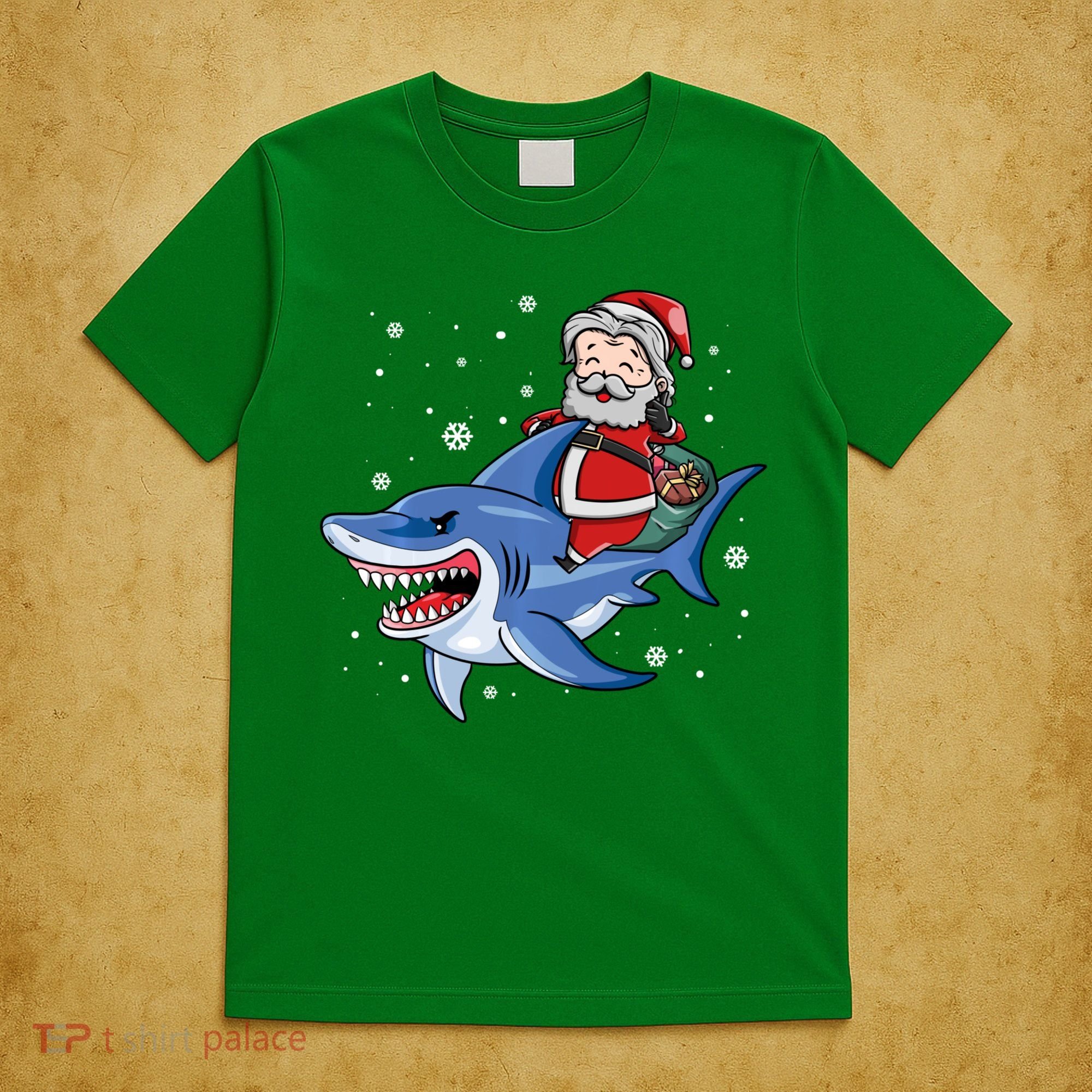 Santa Riding Shark Christmas Pajamas T-Shirt