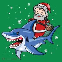 Santa Riding Shark Christmas Pajamas Mousepad thumb 1