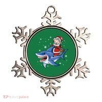 Santa Riding Shark Christmas Pajamas Ornament thumb 0