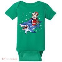 Santa Riding Shark Christmas Pajamas Baby Bodysuit thumb 0