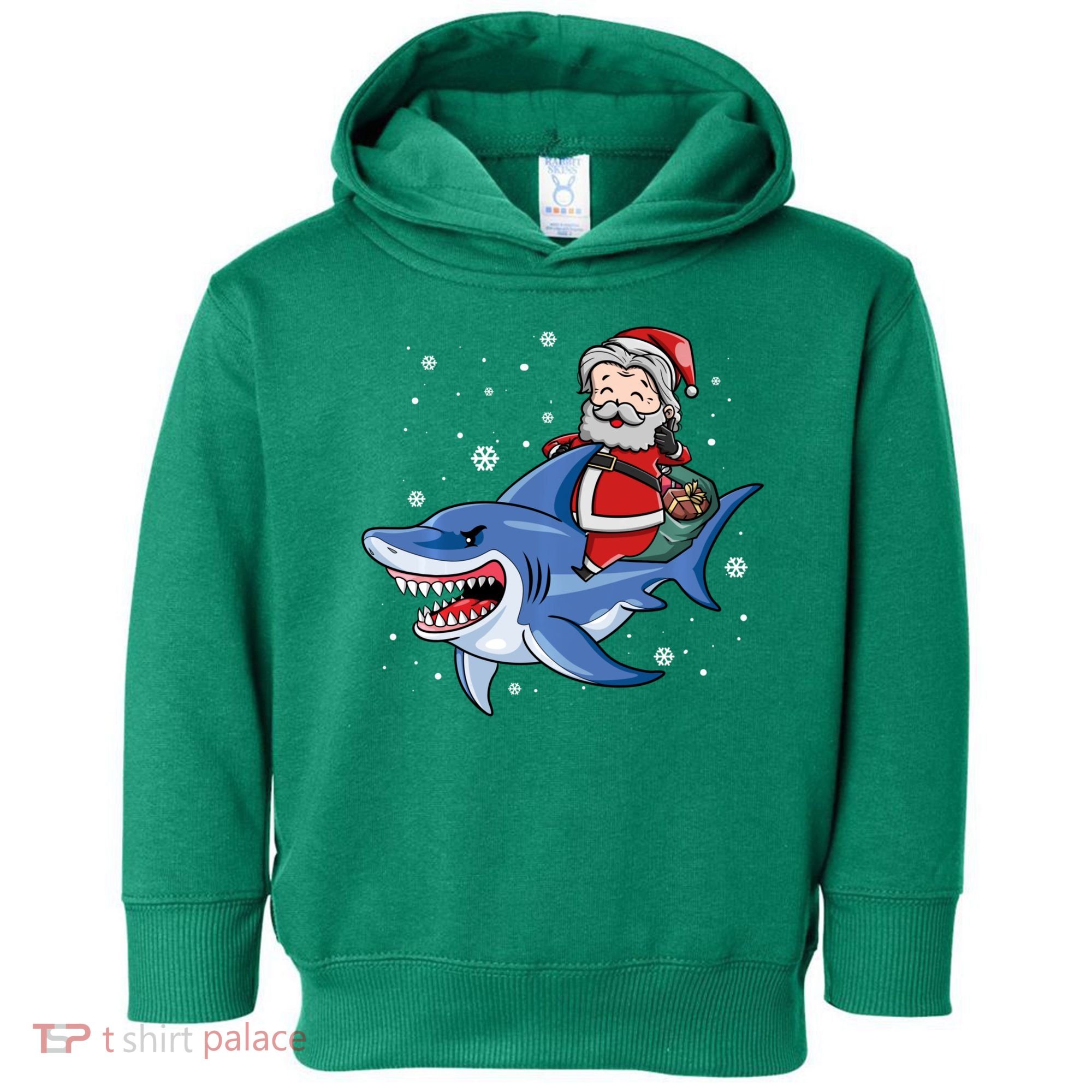 Santa Riding Shark Christmas Pajamas Toddler Hoodie
