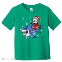 Santa Riding Shark Christmas Pajamas Toddler T-Shirt thumb 0