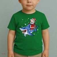 Santa Riding Shark Christmas Pajamas Toddler T-Shirt thumb 2