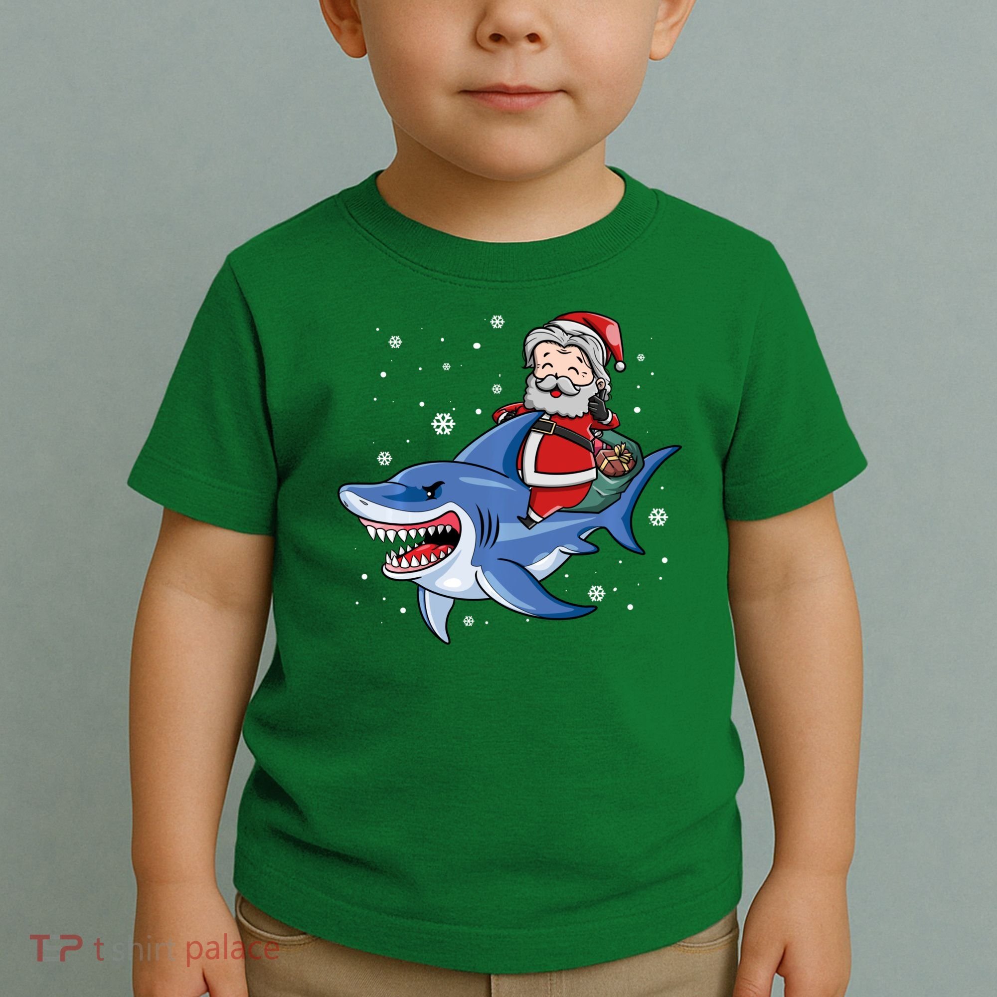 Santa Riding Shark Christmas Pajamas Toddler T-Shirt
