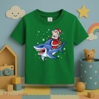 Santa Riding Shark Christmas Pajamas Toddler T-Shirt thumb 3