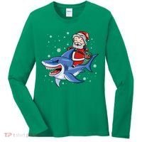 Santa Riding Shark Christmas Pajamas Women's Long Sleeve Shirt thumb 0