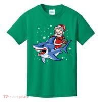 Santa Riding Shark Christmas Pajamas Kids T-Shirt thumb 0