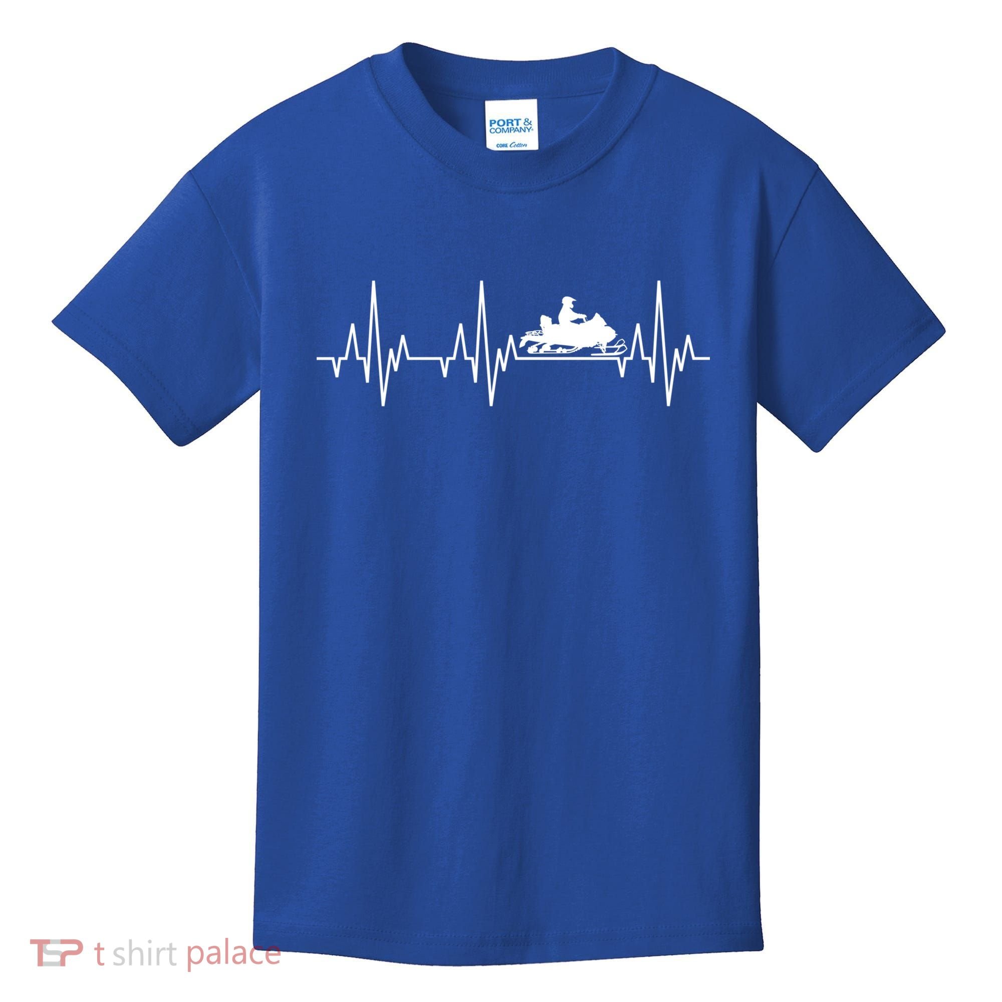 Snowmobile Rider Snowmobiling Winter Sports Snow Heartbeat Gift Kids T-Shirt