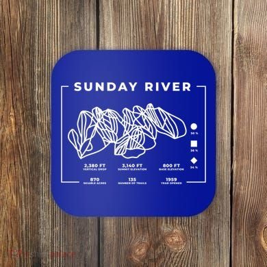 Sunday River Ski Trail Snowboard Skiing Maine Skier Gift Coaster