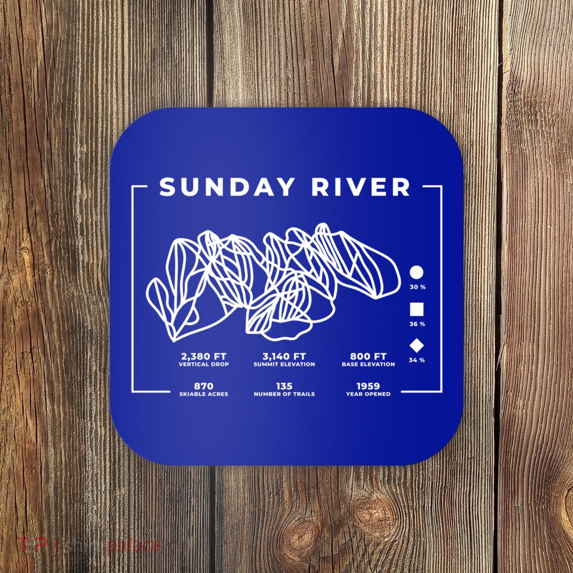 Sunday River Ski Trail Snowboard Skiing Maine Skier Gift Coaster