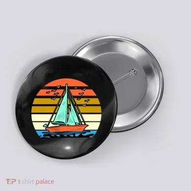 Sailing Retro Sail Boat Button