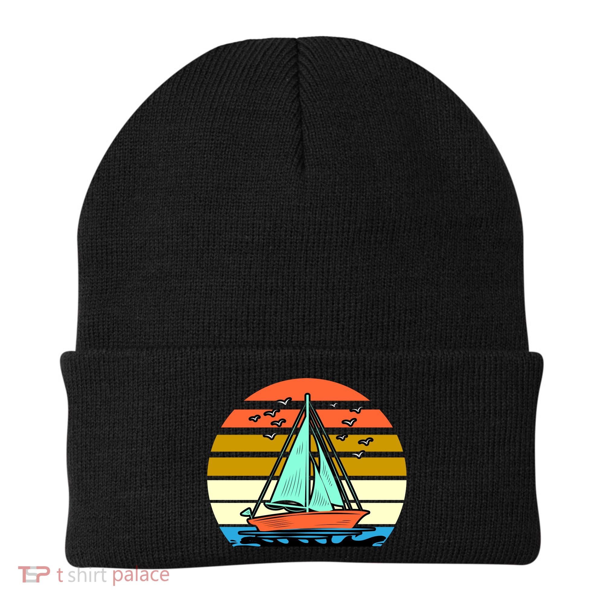Sailing Retro Sail Boat Beanie
