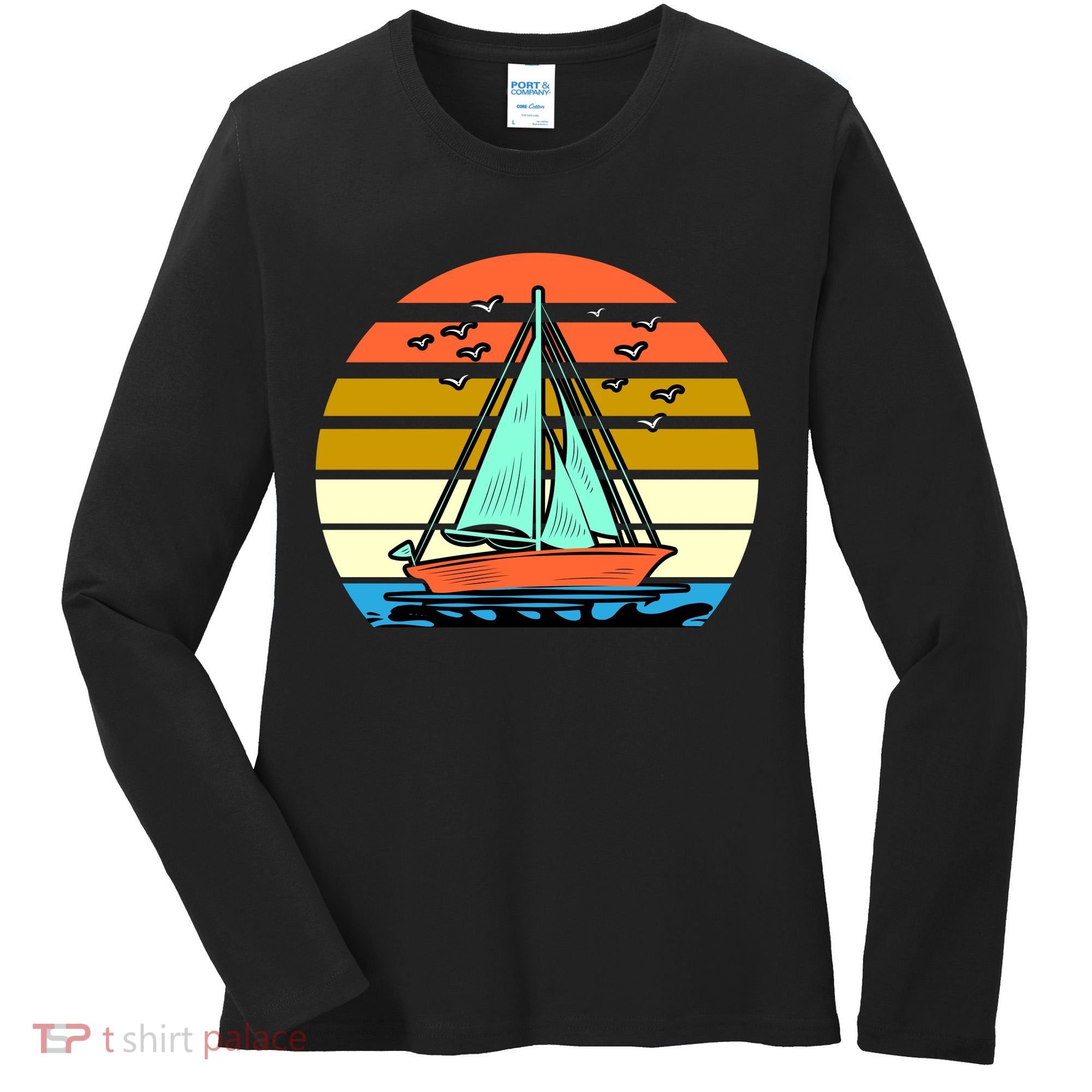 Sailing Retro Sail Boat Women's Long Sleeve Shirt