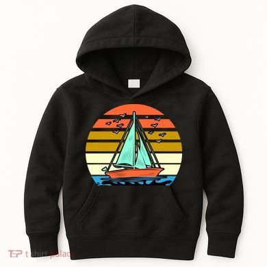 Sailing Retro Sail Boat Kids Hoodie