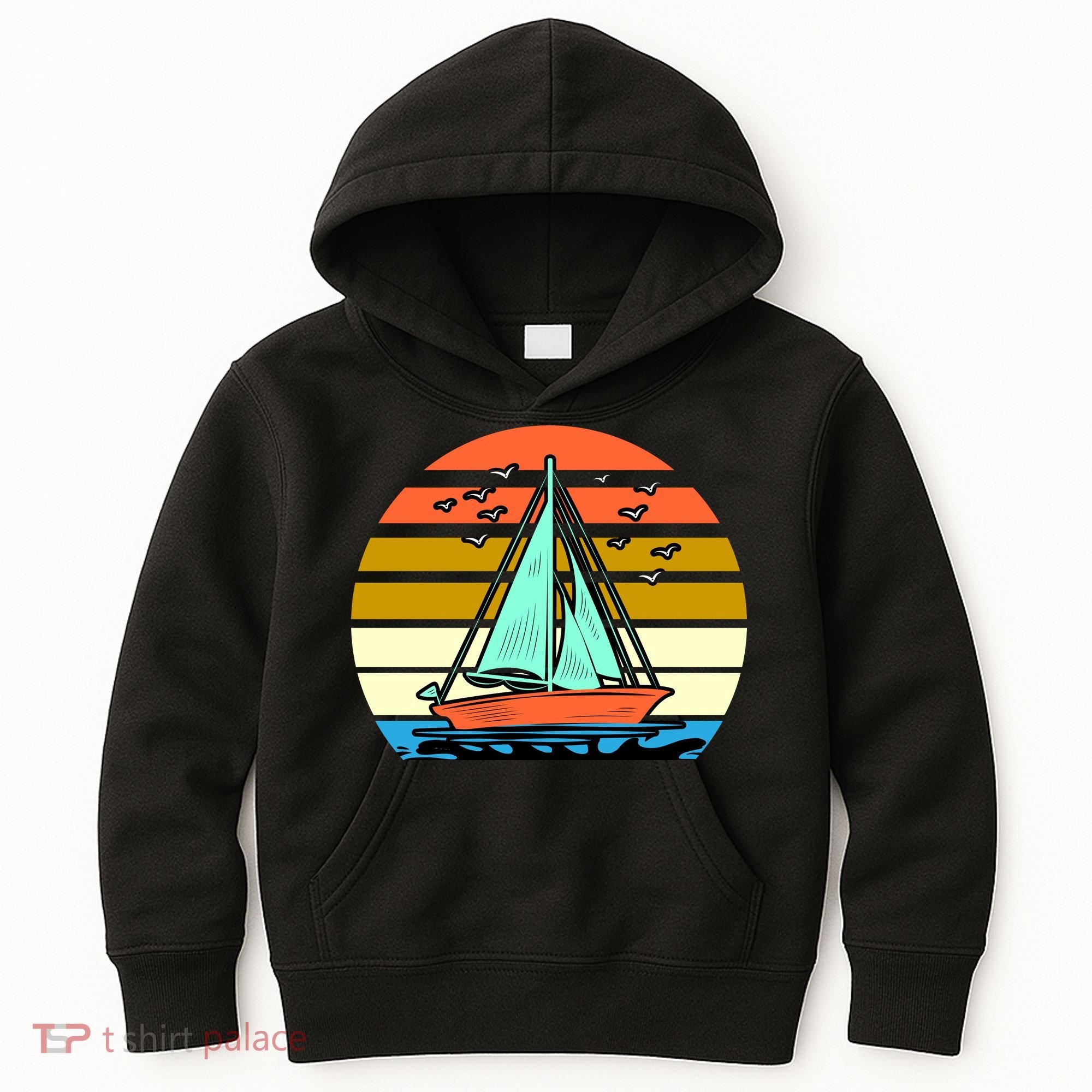 Sailing Retro Sail Boat Kids Hoodie